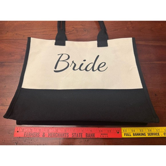 BRIDE gift TOTE! off white/canvas and‎ black - Picture 5 of 5